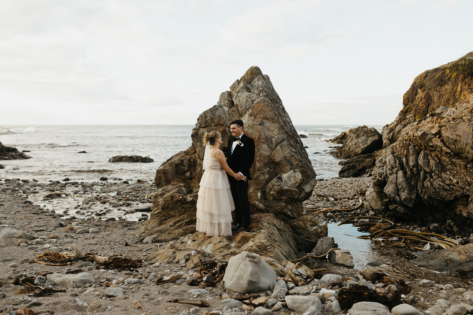 Bride + groom Mendocino coast