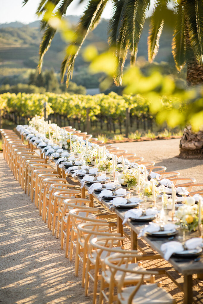 Napa Valley wedding dinner table