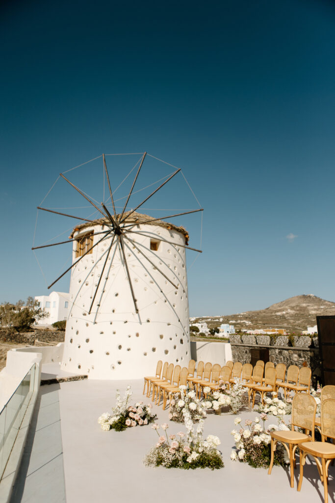 El Viento Santorini wedding wind mill