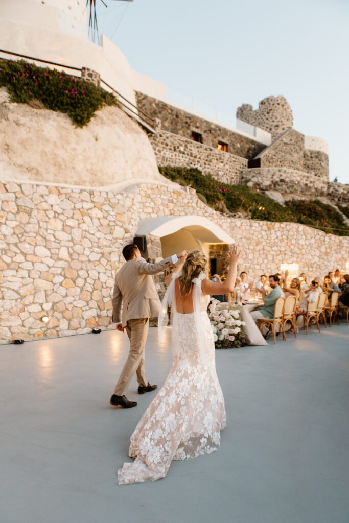 Destination Santorini wedding Bride and groom in Greece