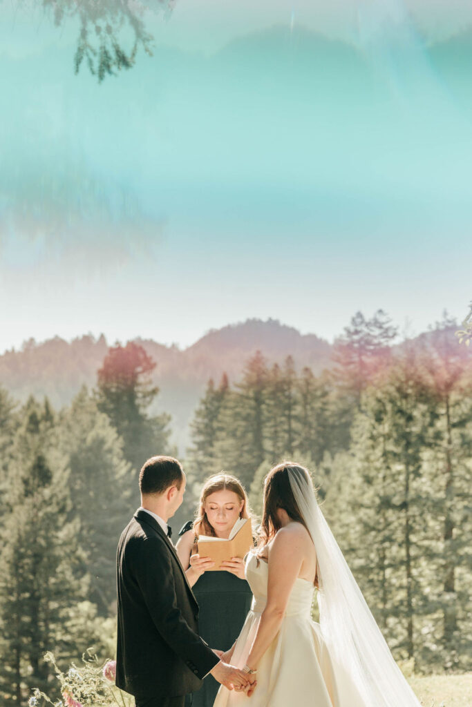 Outdoor ceremony setup at The Stavrand with vintage-inspired florals and aisle arrangements