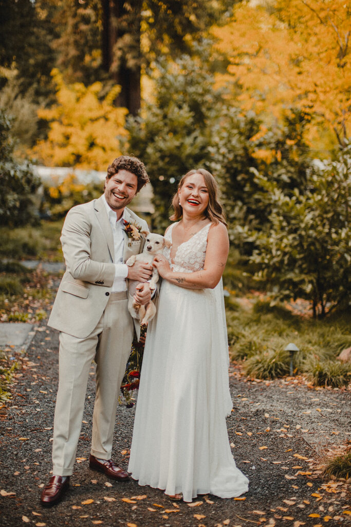 Romantic portrait of the newlyweds during their intimate Sonoma wedding in Northern California.
